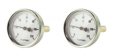 2 x Bimetall Standard Thermometer mit Tauchhülse 1/2"AG 