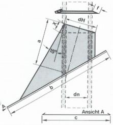 Dachdurchführung 30° bis 45° Bertrams DW Edelstahlschornstein Ø 150 mm 