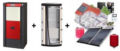 Pelletkessel Classic P 20,0 kW + Hygiene-Pufferspeicher 800 L + Solaranlage 10,10 m² Vakuumröhren Westech 2 x WT-B58-30 