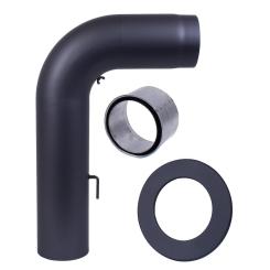 Ofenrohr-Set 150 mm Rundbogen mit Doppelwandfutter Wandrosette Reinigung 