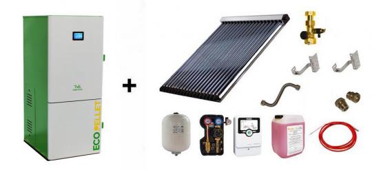 ROBIN WOOD EcoPellet 25,1 kW Pelletkessel + Solaranlage 5,05 m² Vakuumröhren Westech 1 x WT-B58-30 